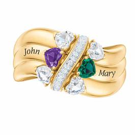 Many Hearts One Family Personalized Birthstone  Diamond Ring 6521 001 5 2