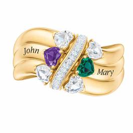 Many Hearts One Family Personalized Birthstone  Diamond Ring 6521 001 5 2