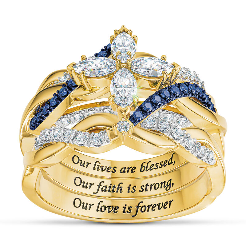 Our Lives are blessed our Faith is strong Diamonisse Ring Set 10062 0012 a main