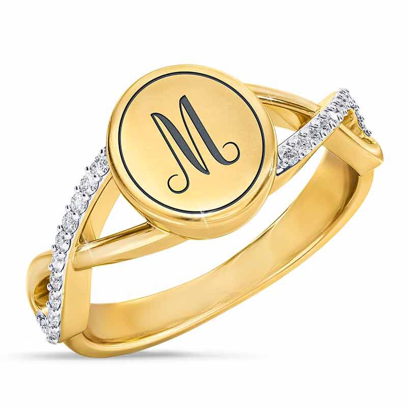 Personalized Diamond Signet Ring 6021 002 8 1