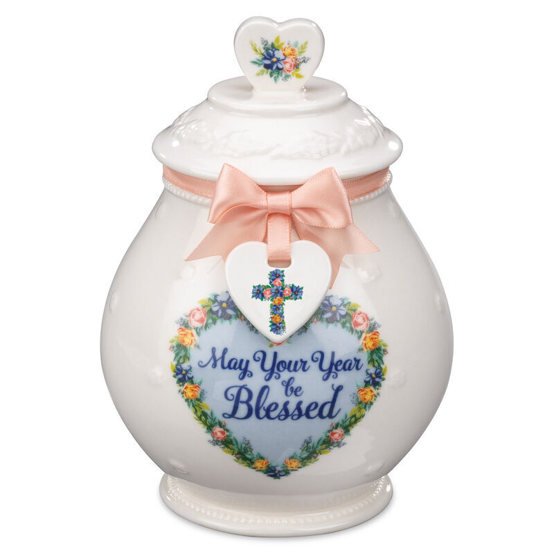 A Year Of Blessings Religious Porcelain Jar With Card