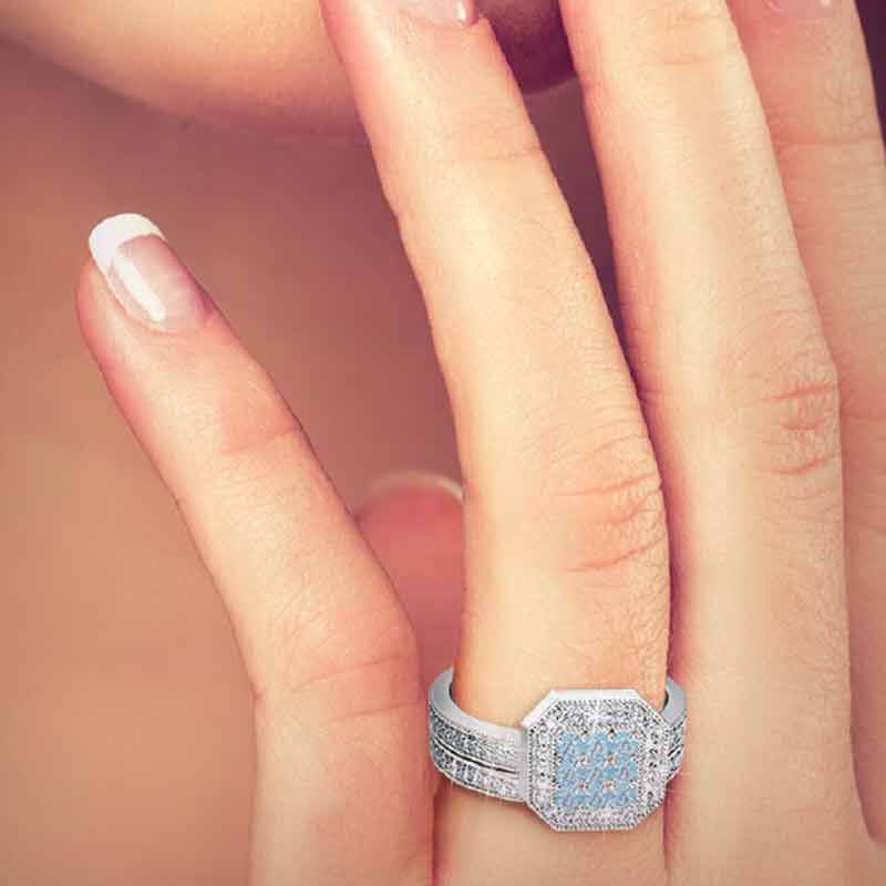 Flair  Square Personalized Birthstone  Diamond Ring 2306 001 5 14