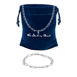 Italian Silver Necklace Bracelet Set 10275 0015 g gift pouch