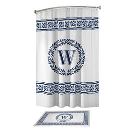 Monogram Bath Mat and Shower Curtain Set 10239 0010 w williamson