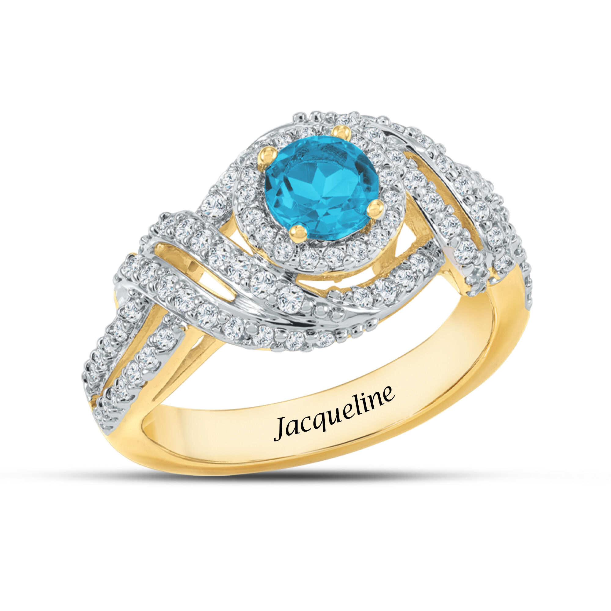 Personalized Genuine Birthstone Swirl Ring 10904 0014 c march