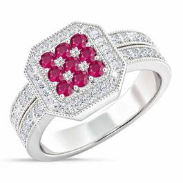 Flair  Square Personalized Birthstone  Diamond Ring 2306 001 5 7