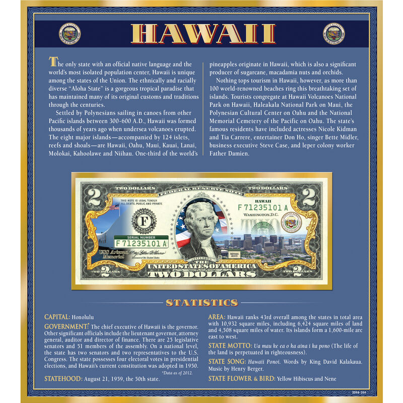 The United States Enhanced Two Dollar Bill Collection 6448 0031 a Hawaii