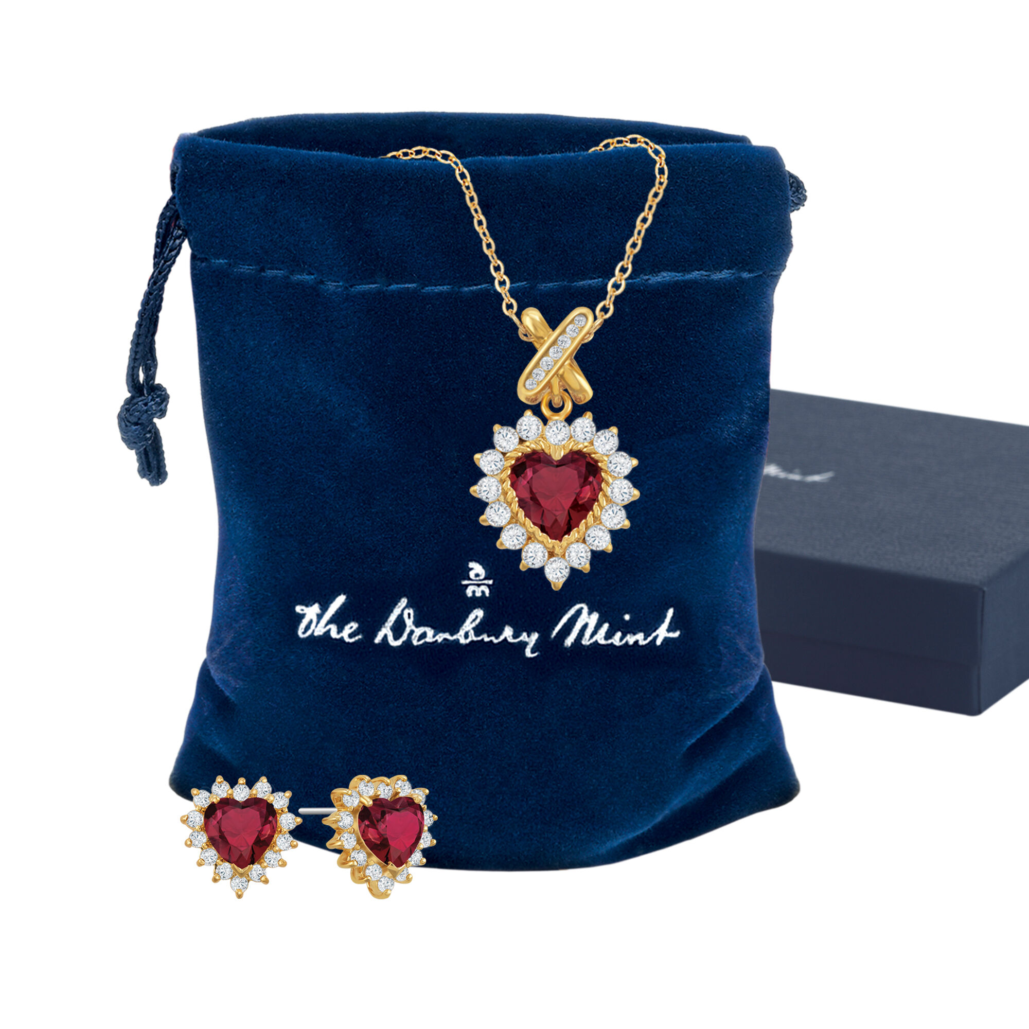 Perfectly Paired Heart Pendant and Earring Set 6574 0011 g pouch box