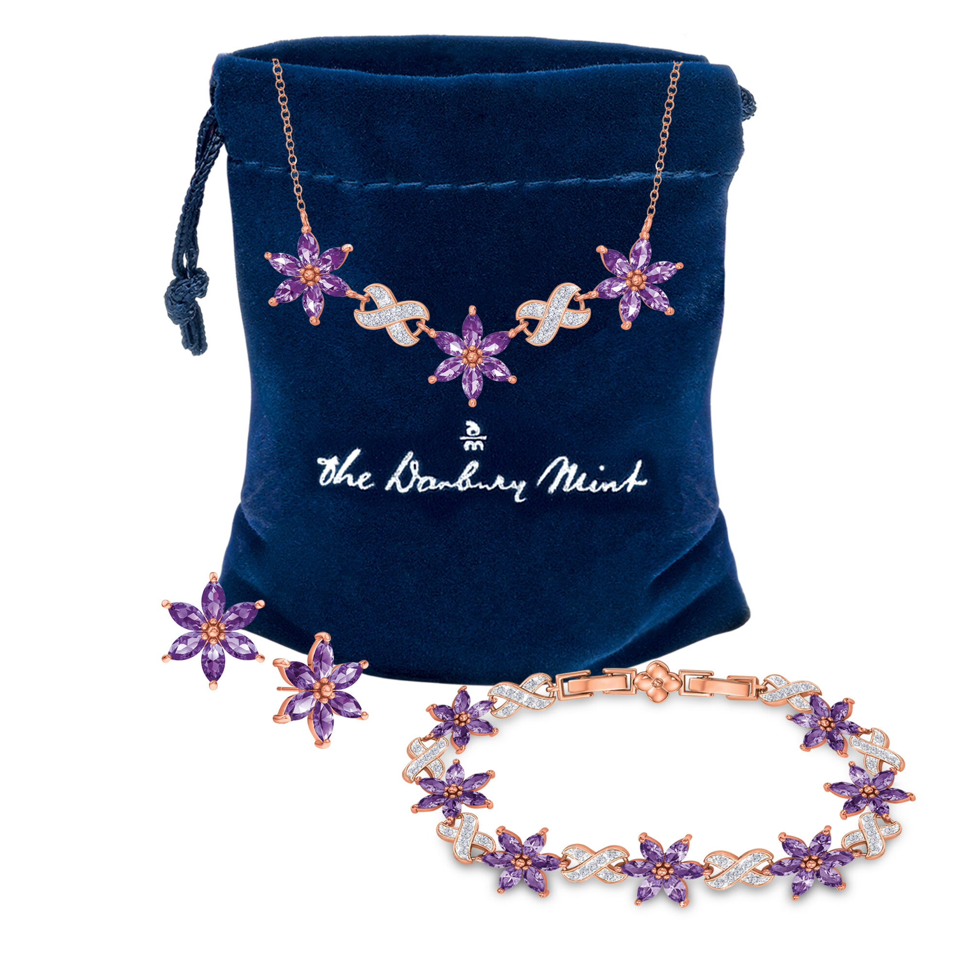 Violets in the Snow Jewelry Set 2920 0052 g gift pouch