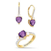 Birthstone Sweetheart Ring with FREE Matching Earrings 11763 0012 b february