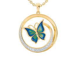 Strong Beautiful Loved Granddaughter Butterfly Pendant 10006 0011 b front