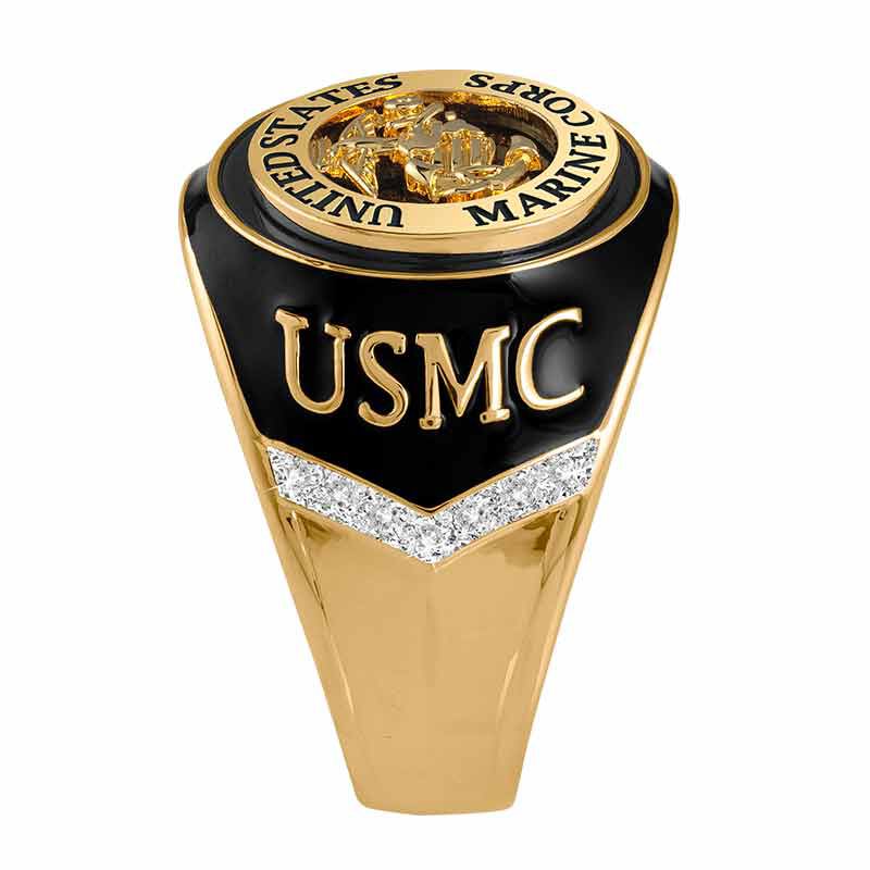 US Marines Onyx  Diamond Ring 6282 001 4 2