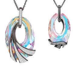 The Shimmering Sea Personalized Crystal Black Pendant 12529 0015 a main