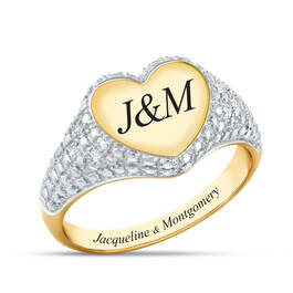 Personalized Diamond Heart Signet Ring 10185 0022 a main