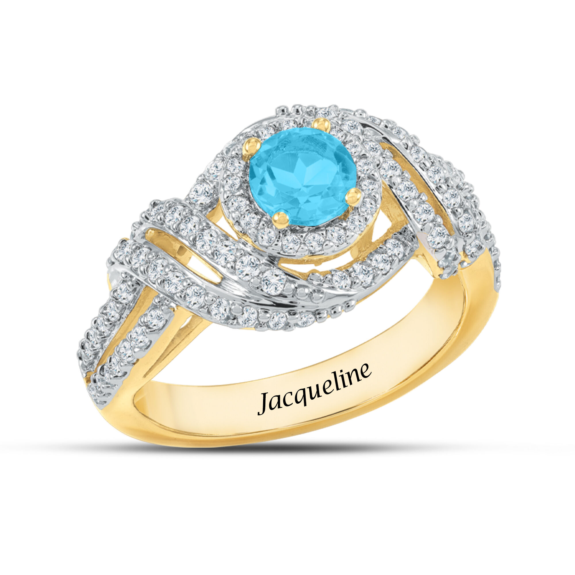 Personalized Genuine Birthstone Swirl Ring 10904 0014 l december