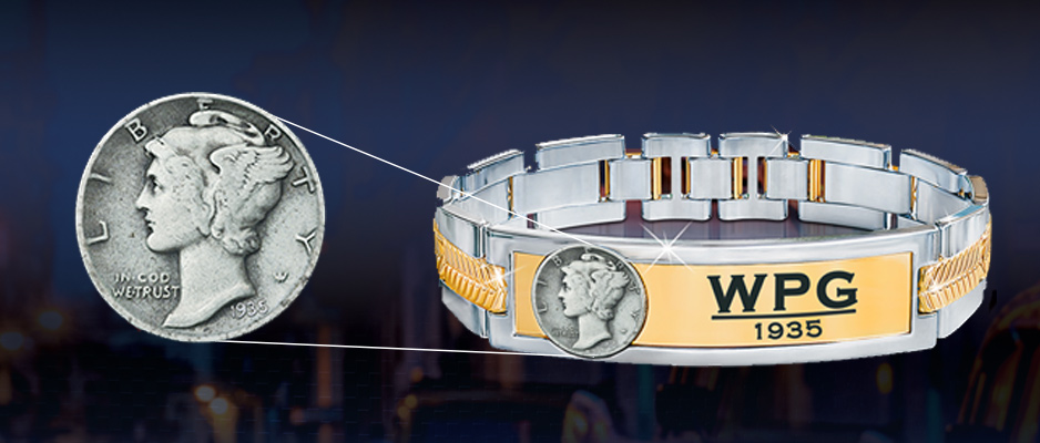 birth year coin bracelet