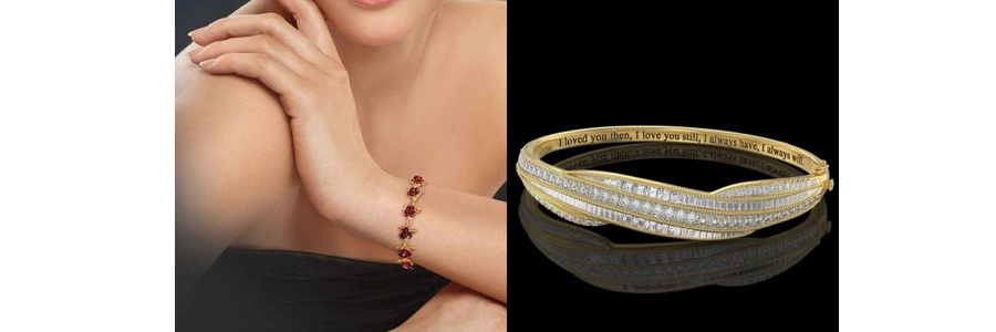 14kt gold-clad bracelet with a dozen red roses and romantic diamond bangle