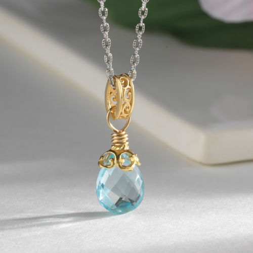 Anatoli Blue Topaz Drop Necklace - Elegant and timeless.