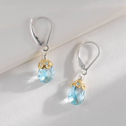 Anatoli Blue Topaz Drop Earrings - Stunning gemstone elegance.