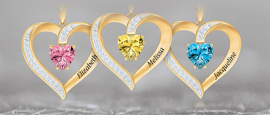 birthstone heart pendant