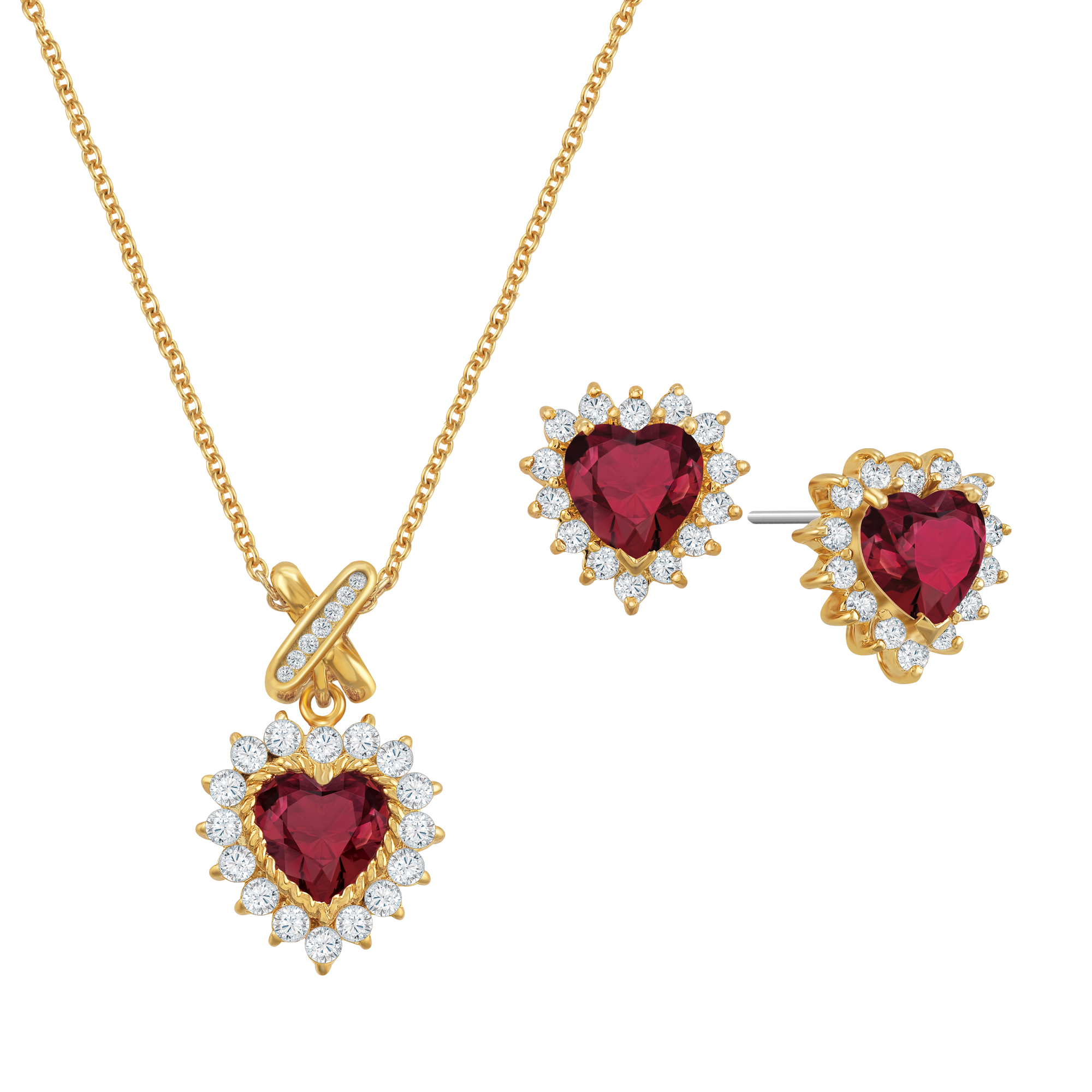 Heart Shaped Necklace and Earrings Jewelry Set - Walmart.com