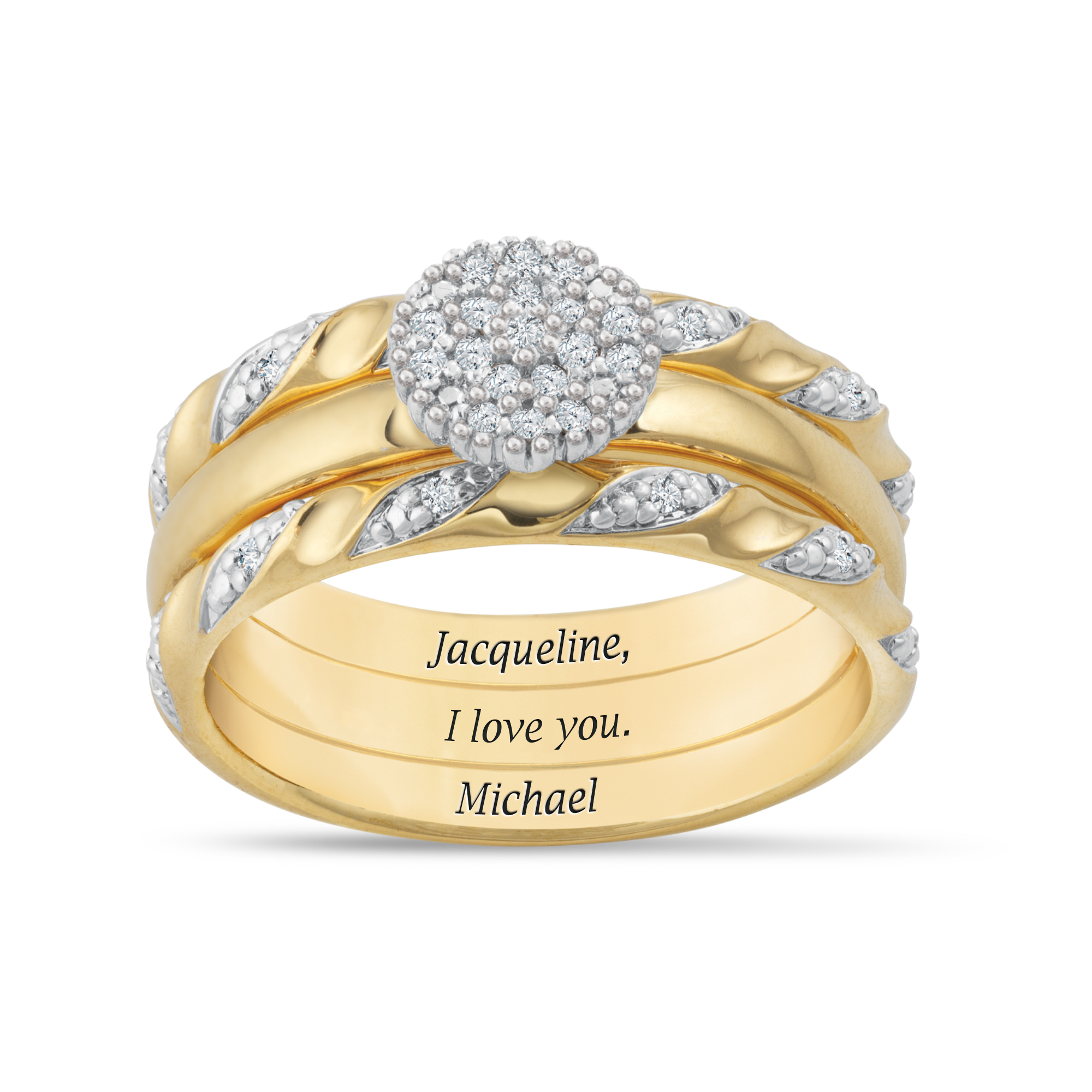 Personalized I Love You Diamond Ring Set