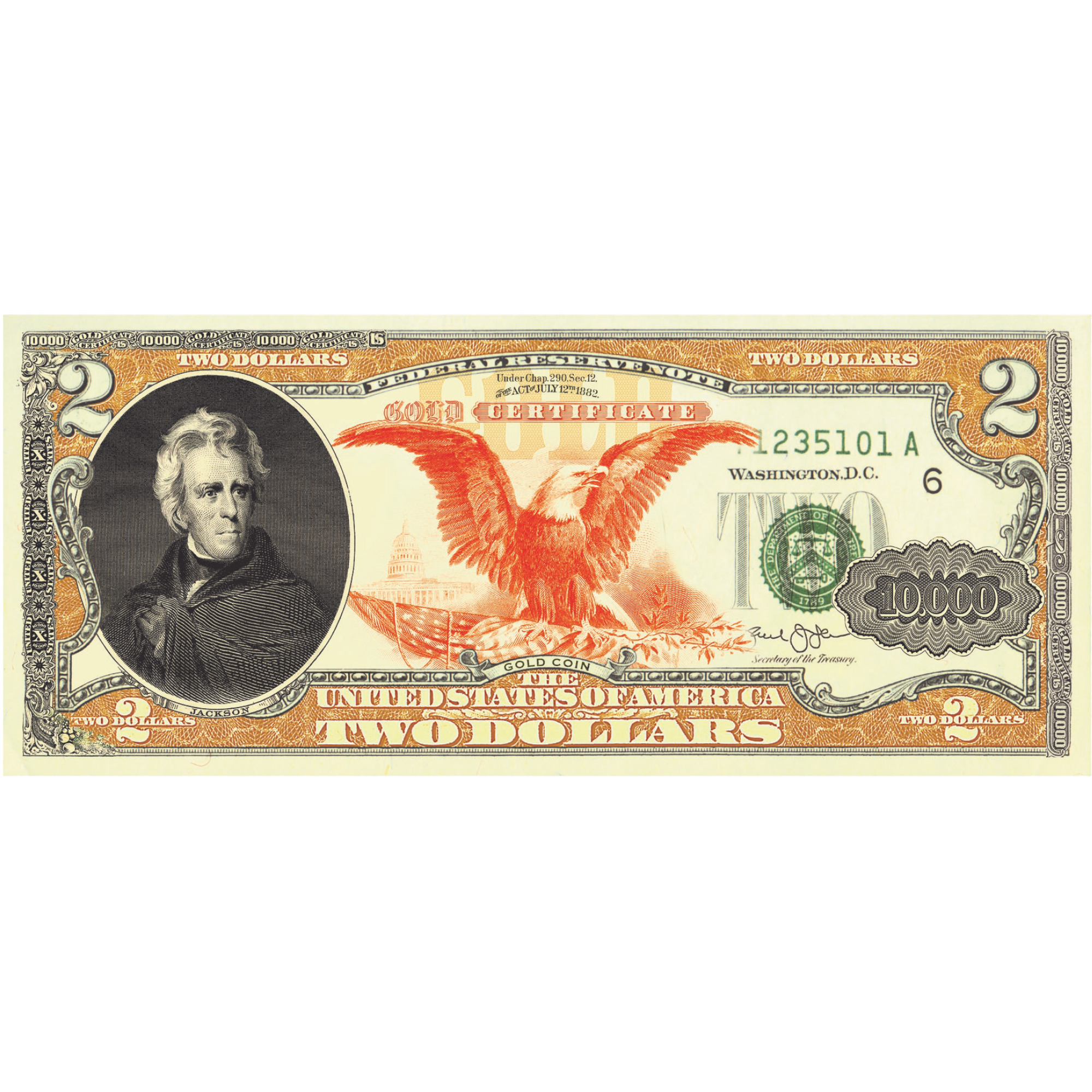1882 Gold Cert Enhanced $2 Bills 10449 0024 a main