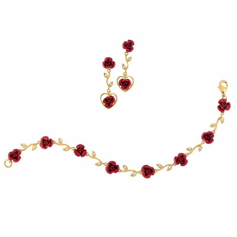 DANBURY MINT 14K GOLD PLATED RED ENAMEL DOZEN ROSES CHAIN LINK BRACELET   eBay