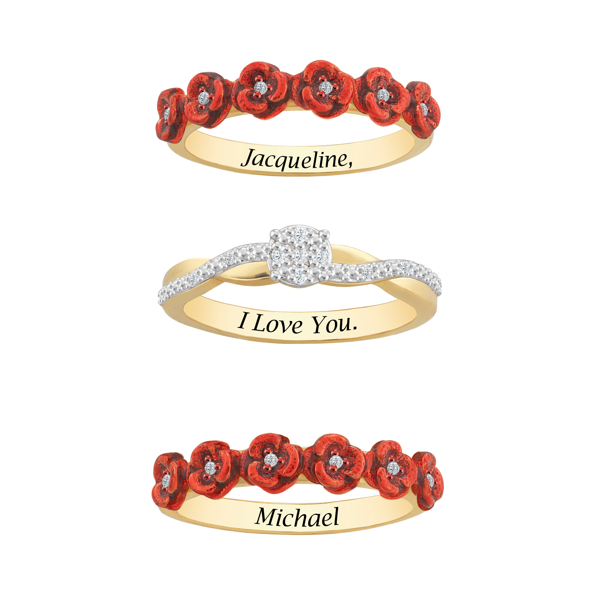 I Love You Diamond Rose Ring Set 10900 0026 a main