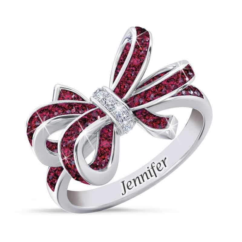 Birthstone Diamond Bow Ring