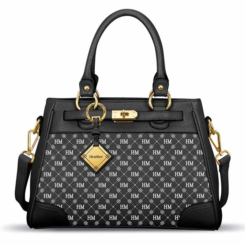Danbury mint personalized initial black handbag discount