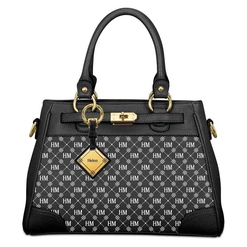 Personalized Initial Black Handbag 5878 001 6 1