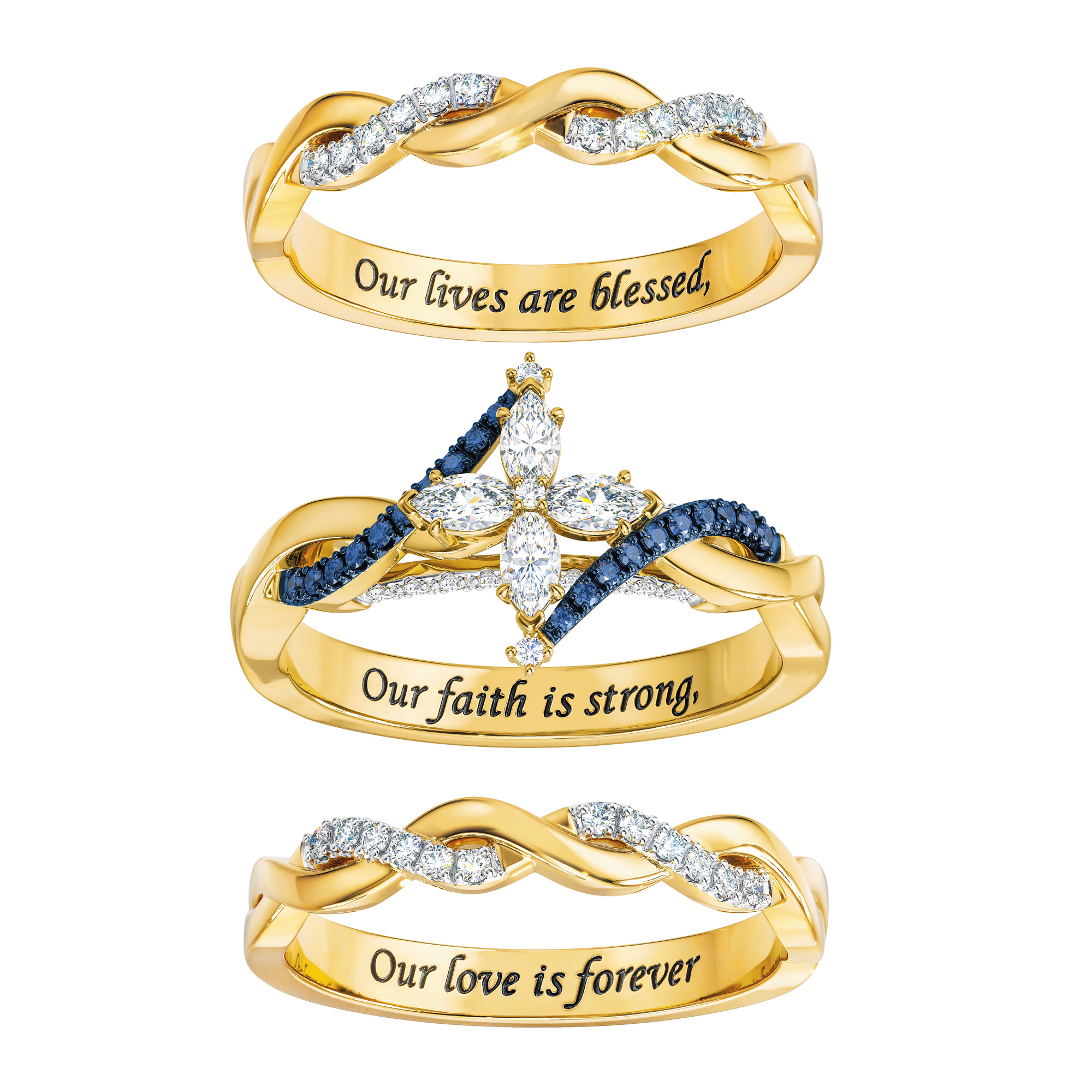 Our Lives are blessed our Faith is strong Diamonisse Ring Set 10062 0012 a main