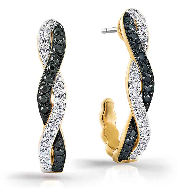 Perfectly Paired Black  White Swirl Ring with FREE Matching Earrings 4914 001 5 1