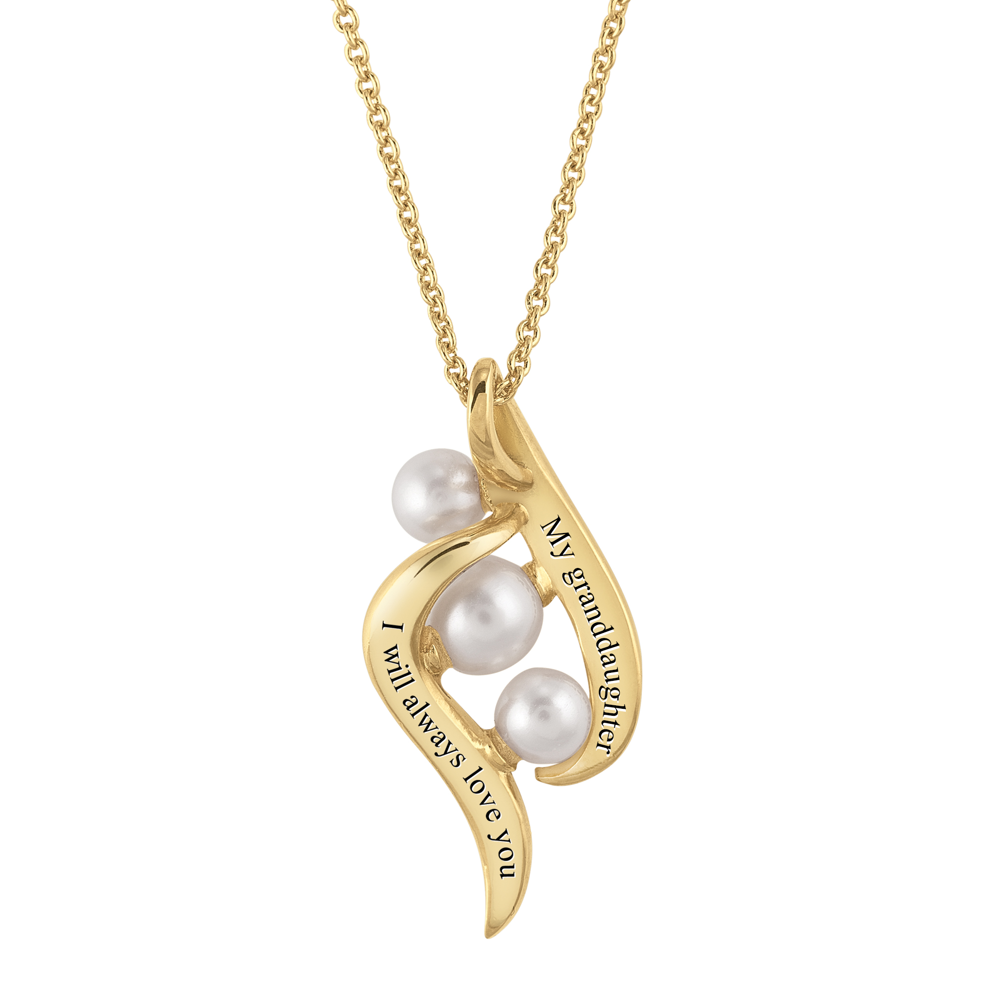 My Granddaughter I Will Always Love You Pearl and Diamond Journey Pendant 10880 0012 b front