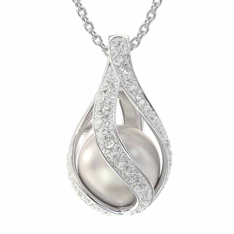 Loves Embrace Pearl  Diamond Necklace 1638 001