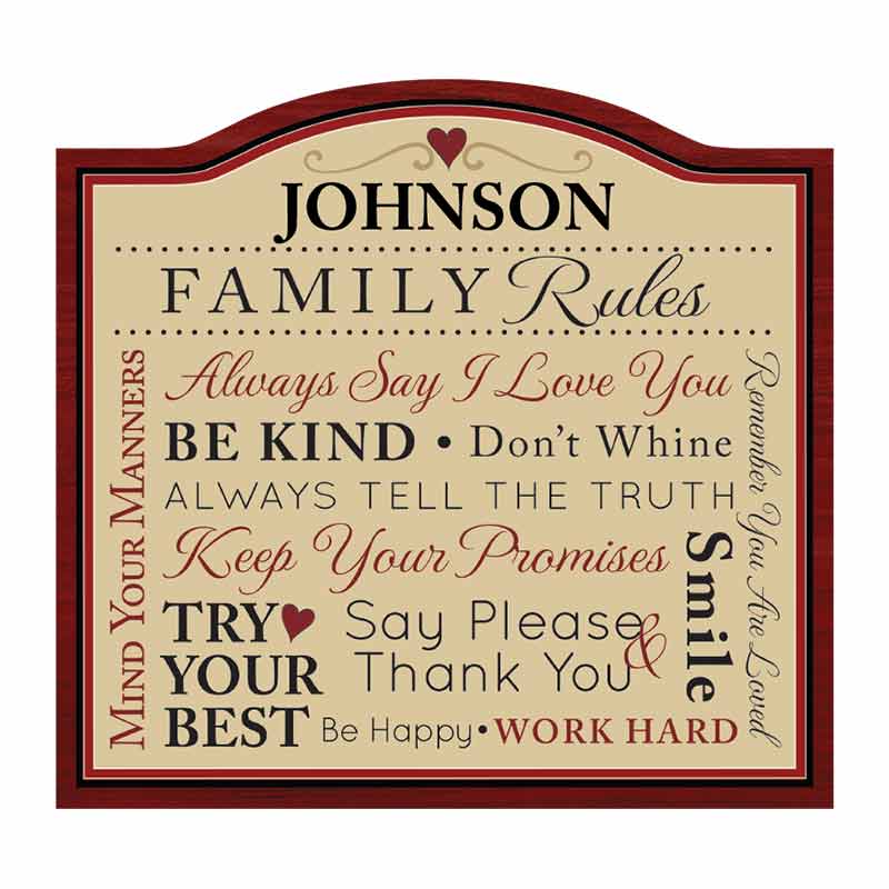 Family Rules Personalized Indoor Plaque